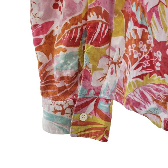 J. McLaughlin Tropical Print Button Down Shirt Size Small - Picture 5 of 6
